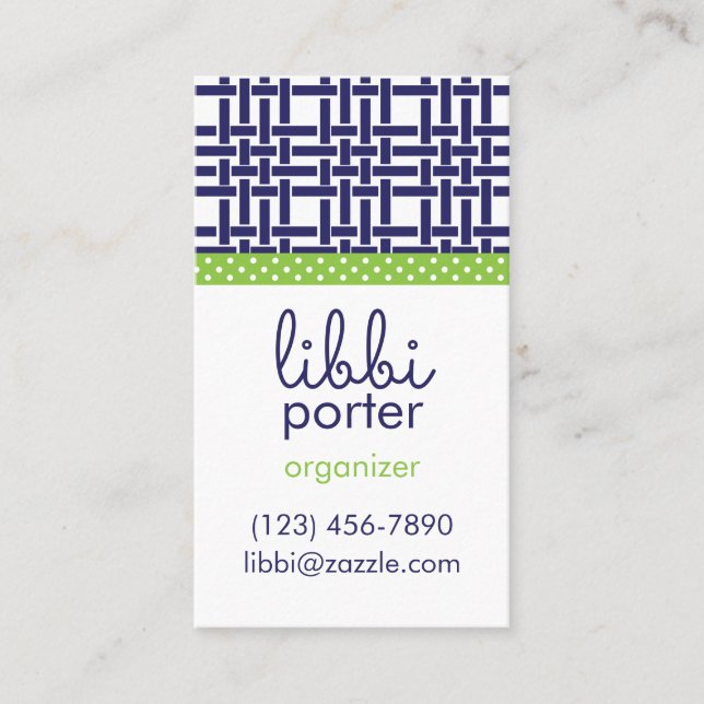 Bamboo & Grosgrain Personalized Business Cards (Front)