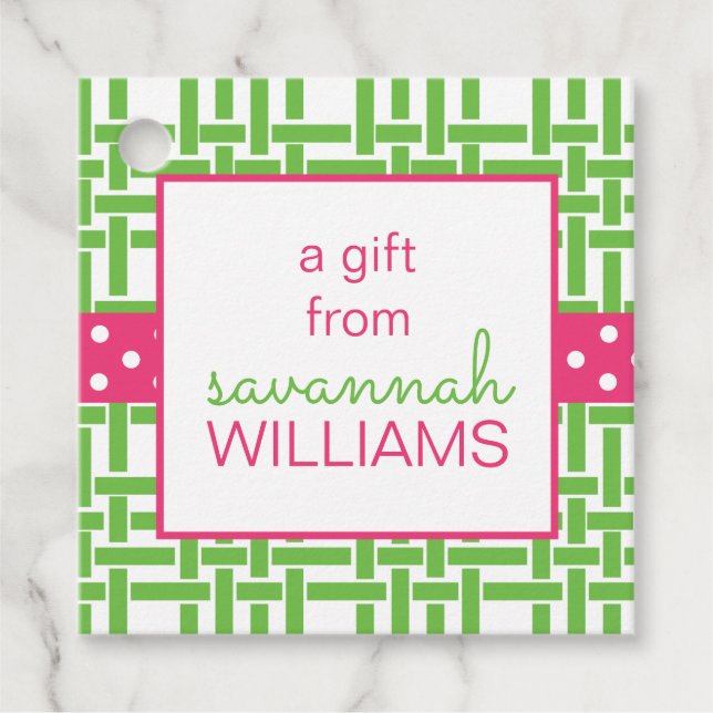 Bamboo & Grosgrain Personalized Gift or Favour Tag (Front)