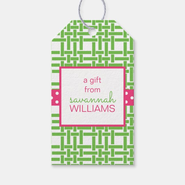 Bamboo & Grosgrain Personalized Gift Tags (Front)
