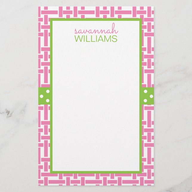 Bamboo & Grosgrain Personalized Stationery (Front)