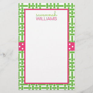 Bamboo & Grosgrain Personalized Stationery