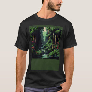 Bamboo Grove Pixelated Oasis River T-Shirt