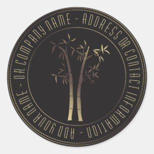 Bamboo In Circular Frame Gold Classic Round Sticker