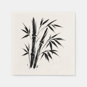 Bamboo Ink Illustration – Zen Design on Napkin