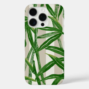 Bamboo Jungle Hawaiian Stripe - Taupe and Green iPhone 16 Pro Case