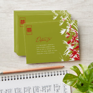 Bamboo Leaves Double Happiness Wedding Envelope