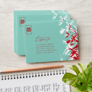 Bamboo Leaves Double Happiness Wedding Envelope