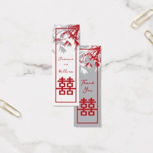 Bamboo Leaves Double Happiness Wedding Gift Tags
