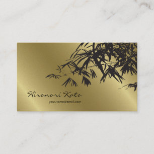 Bamboo Leaves Gold + Black Zen Custom Profile Card