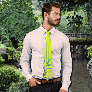 bamboo leaves in neon yellow tie