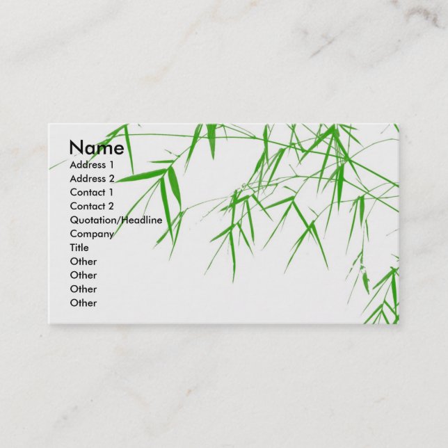 Bamboo Leaves Oriental Zen Business Card (Front)
