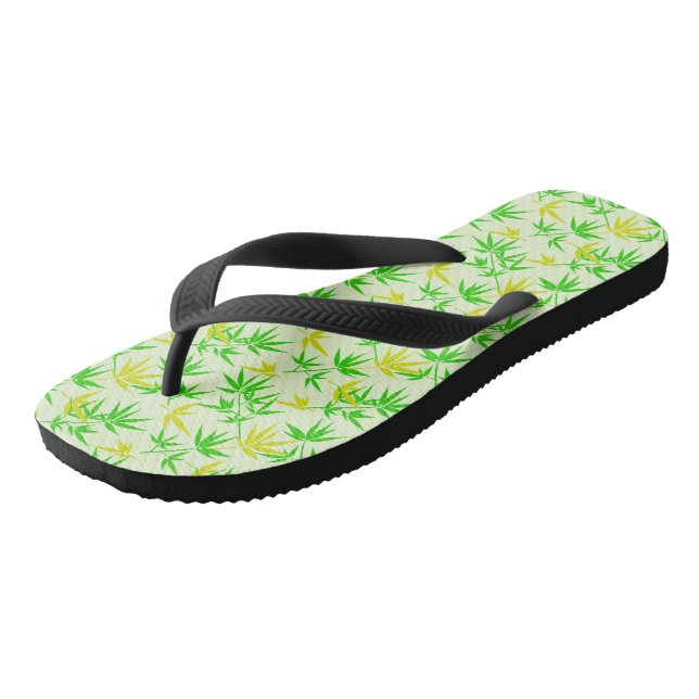 Bamboo leaves summer pattern flip flops (Angled)