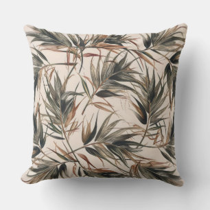 Bamboo leaves throw pillow