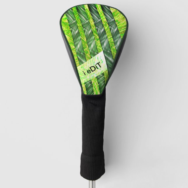 Bamboo-like features, aged green, yellowish golf head cover (Front)