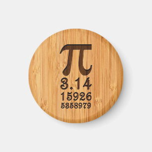 Bamboo Look & Engraved Pi Numbers Magnet