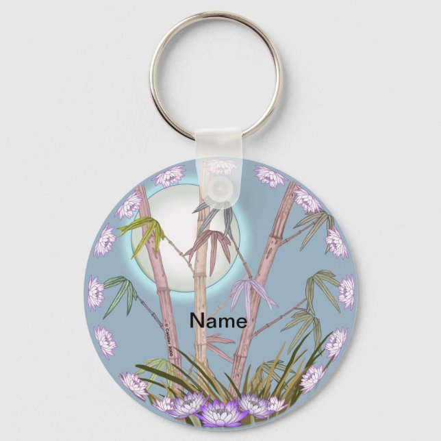 Bamboo Lotus Moon  Keychain (Front)