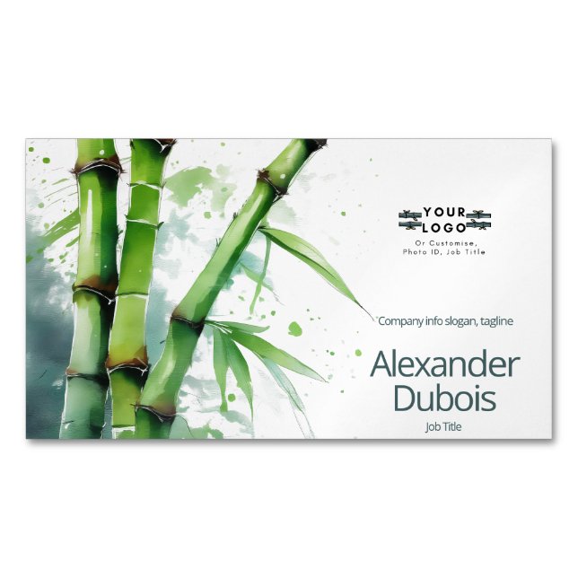 Bamboo magnet business card modern fresh natural   (Front)