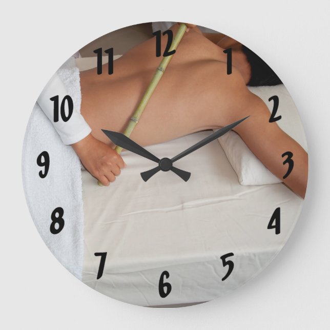 Bamboo Massage Therapy Relieves Tension Large Clock (Front)