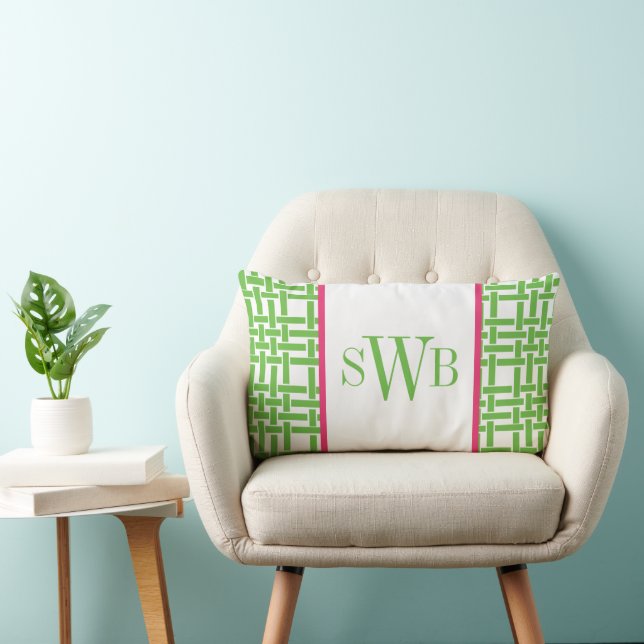 Bamboo Monogrammed Throw Pillow (Chair)