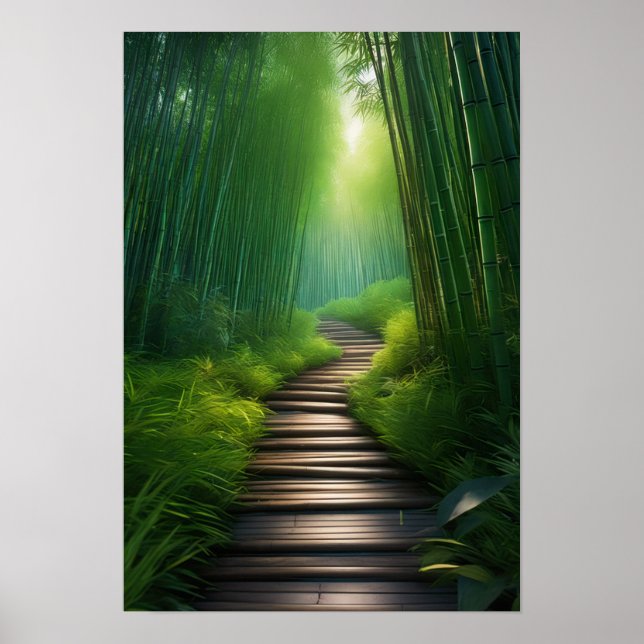 Bamboo Odyssey, A Stunning Green Forest  Poster (Front)