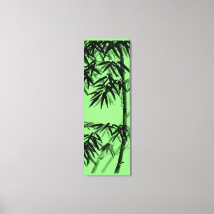 Bamboo - olive green - bw canvas print