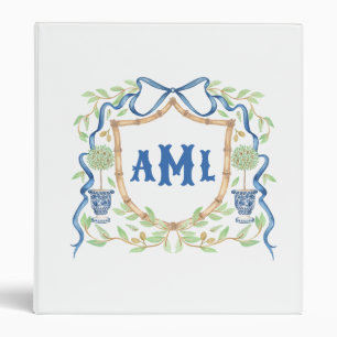Bamboo & Olive Topiary Crest   Monogram Binder
