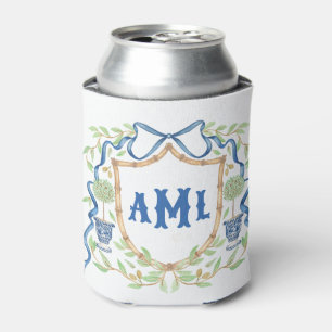 Bamboo & Olive Topiary Crest   Monogram Can Cooler