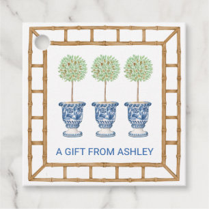 Bamboo & Olive Topiary Crest   Monogram Favour Tags