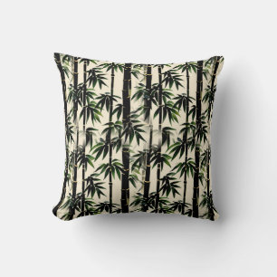 Bamboo on Beige Throw Pillow