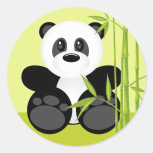 Bamboo Panda Bear Classic Round Sticker