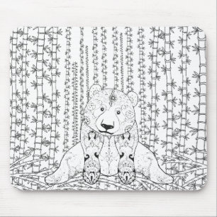 Bamboo Panda Doodle Mouse Pad