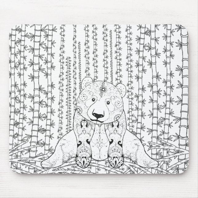 Bamboo Panda Doodle Mouse Pad (Front)