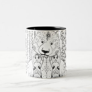 Bamboo Panda Doodle Two-Tone Coffee Mug