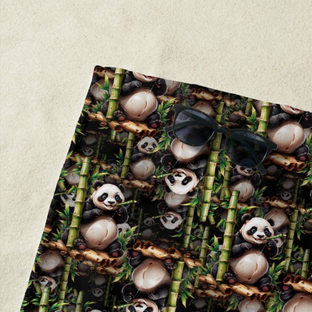 Bamboo Panda Pattern Design  Beach Towel (In Situ)