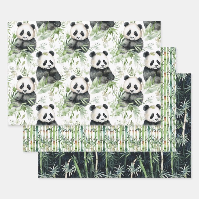 Bamboo Panda wrapping paper (Set)