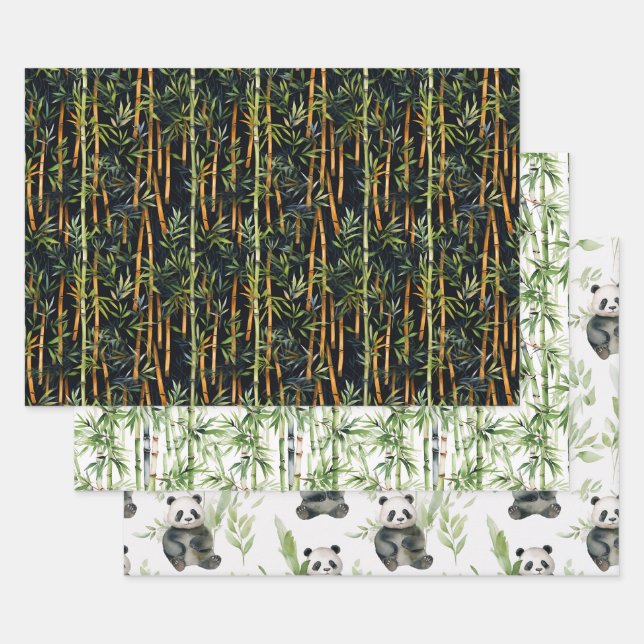 Bamboo Panda wrapping paper (Set)