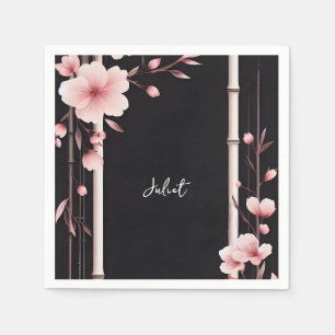 Bamboo Pink Sakura Cherry Blossom Bridal Shower Napkin