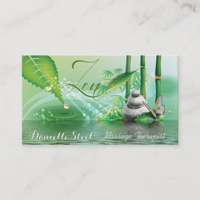 Bamboo Pond Zen Therapist Business Card (Front)