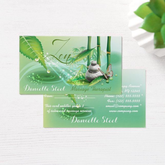 Bamboo Pond Zen Therapist Gift  Business Card (Desk)