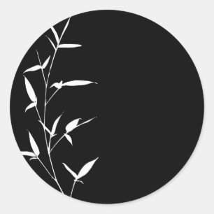 Bamboo Silhouette Background Template Black Blank Classic Round Sticker