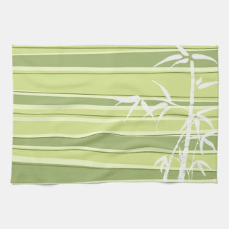 Bamboo Silhouette Striped Green Towels