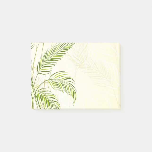 Bamboo stalks and leaves, all over print - 4x3 post-it notes (Front)