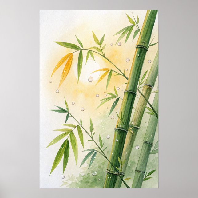 Bamboo Stalks Golden Leaves Poster (Front)