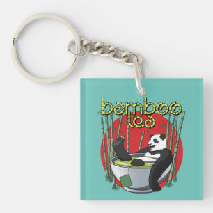 Bamboo Tea Drinker Panda Keychain