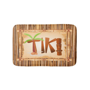 Bamboo Tiki Design Bath Mat