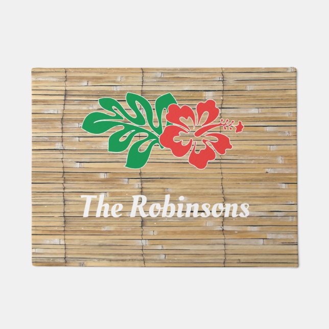 Bamboo tiki tropical beach doormat (Front)