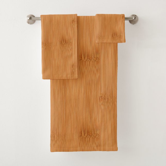 Bamboo Toast Wood Grain Look Bath Towel Set (Insitu)