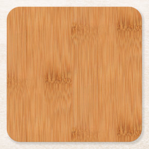 Bamboo Toast Wood Grain Look Square Paper Coaster