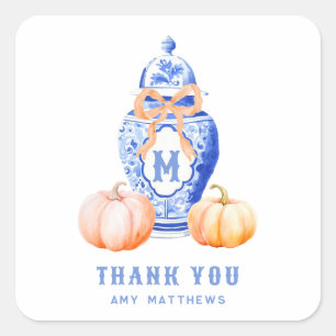 Bamboo Topiary Garden Chinoiserie Thank You Square Sticker