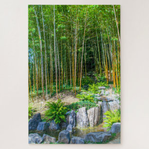Bamboo trees in garden on Lake Como, italy Jigsaw Puzzle
